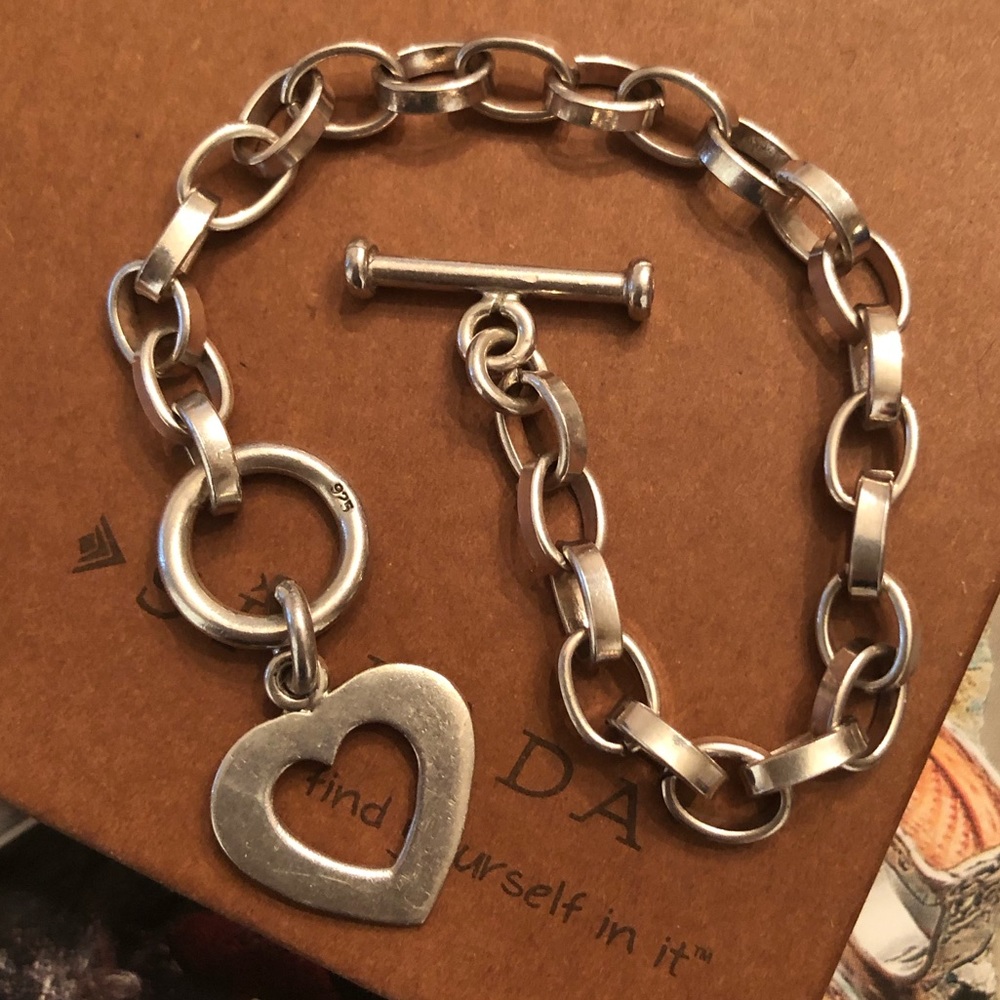 Silpada Sterling Silver Rolo Link Heart Charm Bracelet B0992